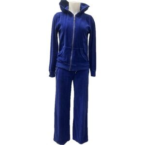 2 PIECE SET - MICHAEL MICHAEL KORS Velour Cobalt Blue Track Suit with Hood
